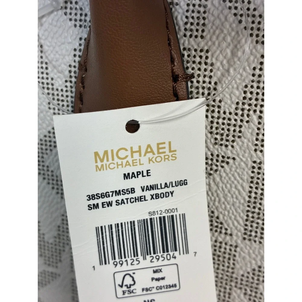 Michael Kors Maple Small EW Satchel Crossbody Bag Vanilla Luggage 38S6G7MS5B NEW